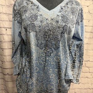 Chic Light Blue Lace Women's Blouse